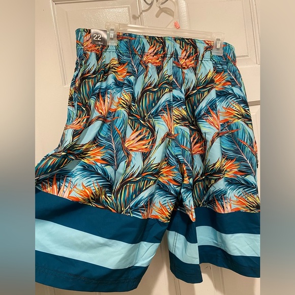 OP Blue and Orange Board Shorts Tropical Stripes - Picture 7 of 7
